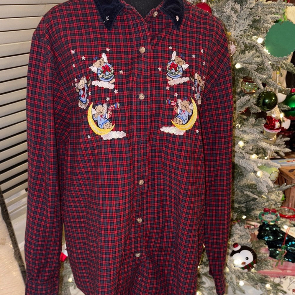VTG Bobbie Brooks Plaid Christmas/Holiday  1990s Top SZ XL